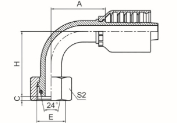 90°公制內螺紋24°錐帶O形圈輕系列 ISO 12151-2 DIN 3865