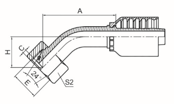 45°公制內螺紋24°錐帶O形圈輕系列 ISO 12151-2 DIN 3865